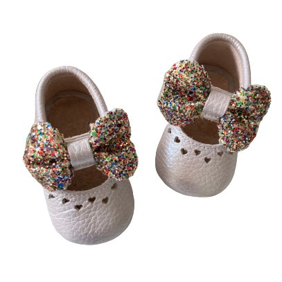 Lilac Sparkly Bow Baby Shoes Each Peach Baby - Main Image