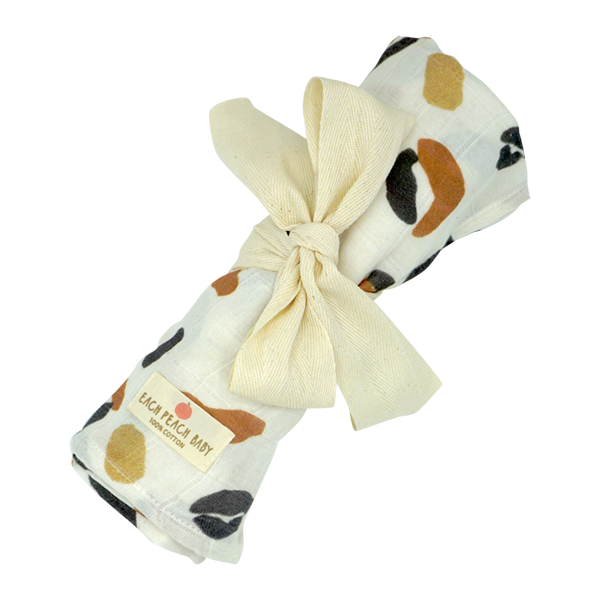 Leopard GOTS Organic Cotton Muslin Swaddle Each Peach Baby