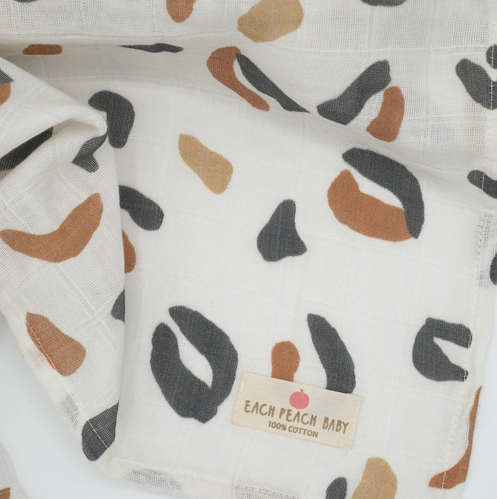 Leopard GOTS Organic Cotton Muslin Swaddle Each Peach Baby