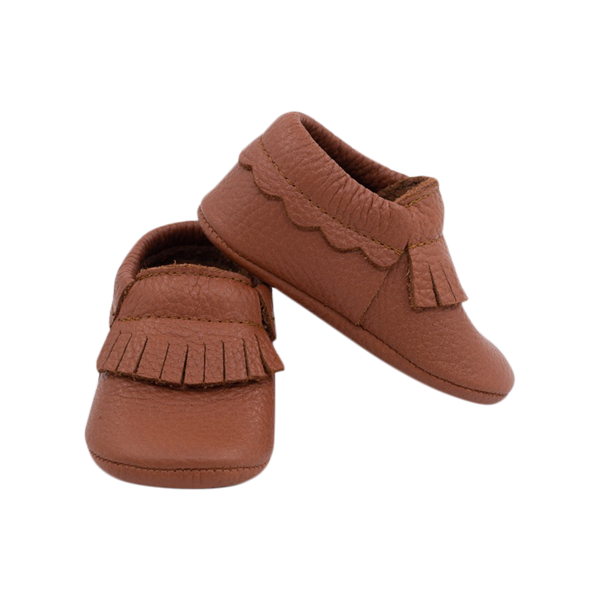 Fawn soft sole leather baby shoes in tan