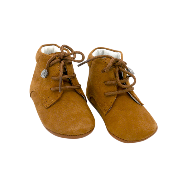Joey lace up leather soft sole baby boots in tan