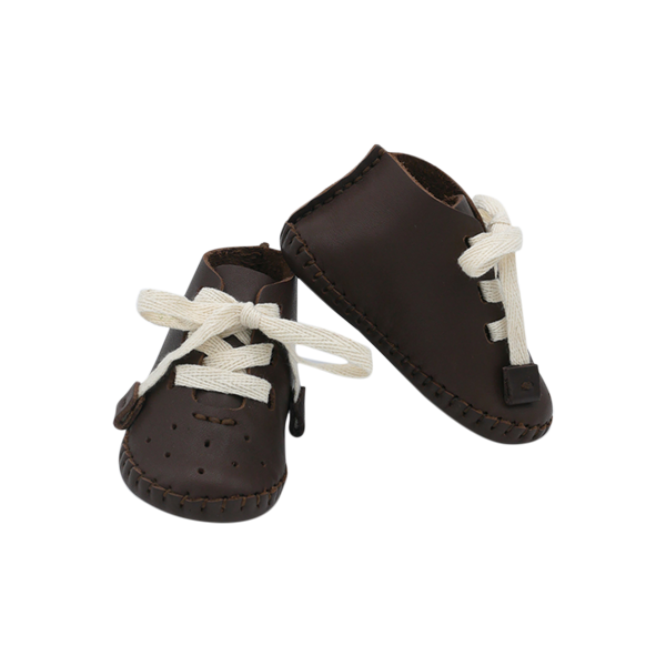 Pup Leather Lace-up soft sole Baby Boots in brown with laces