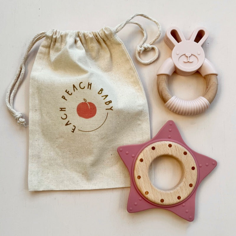 Gift Set Silicone Wood Baby Teethers