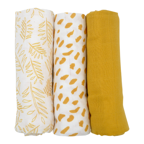  Baby GOTS organic cotton muslin cloth gift sets yellow