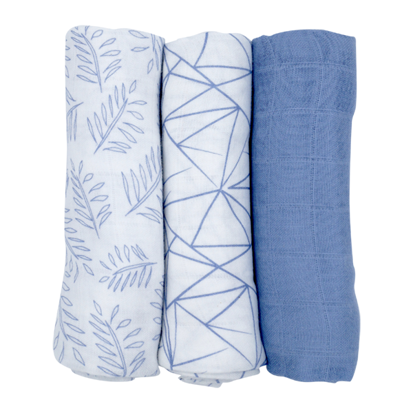 Baby GOTS organic cotton muslin cloth gift sets blue