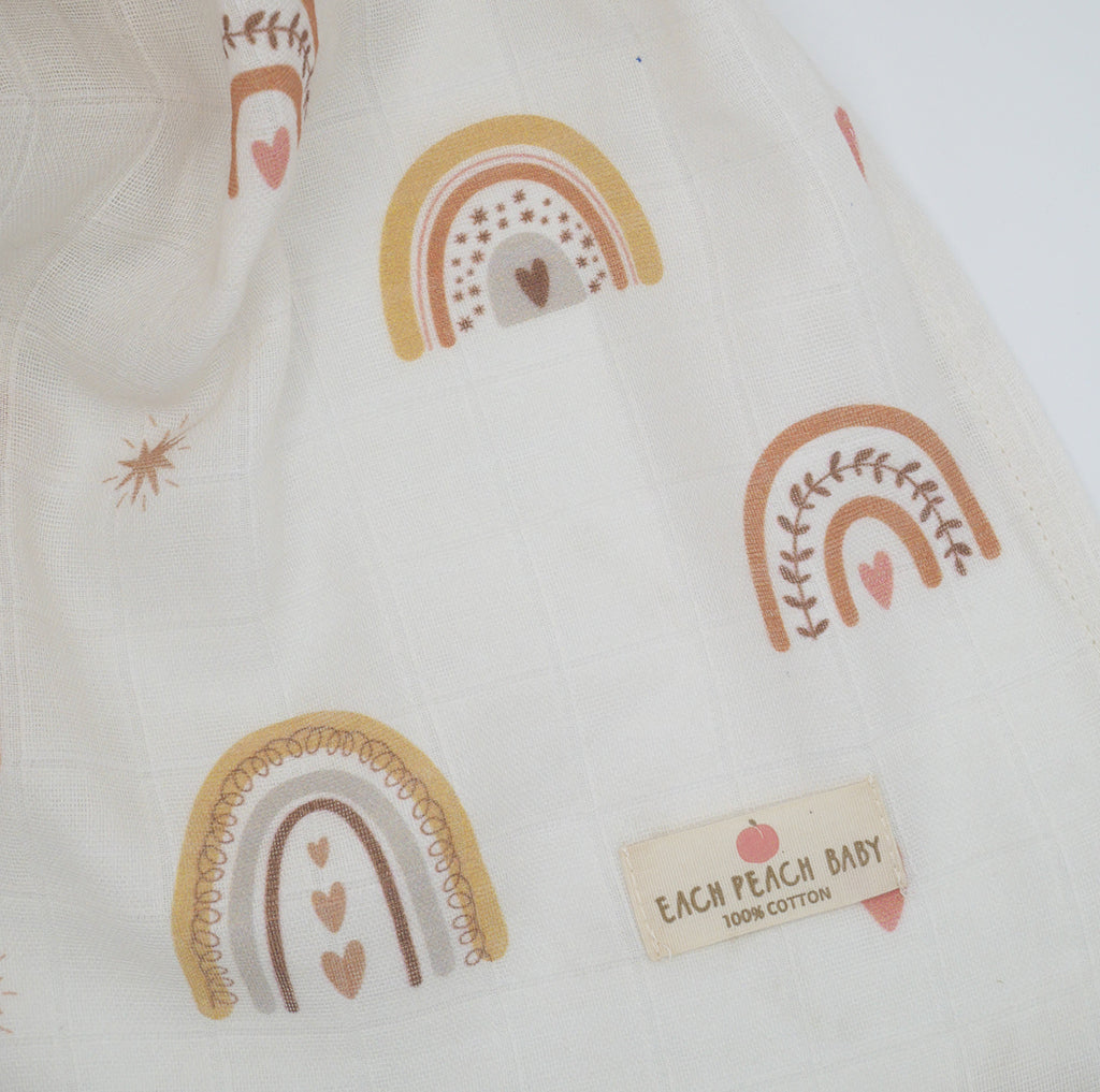 Rainbow print - GOTS Organic Cotton Muslin Swaddle