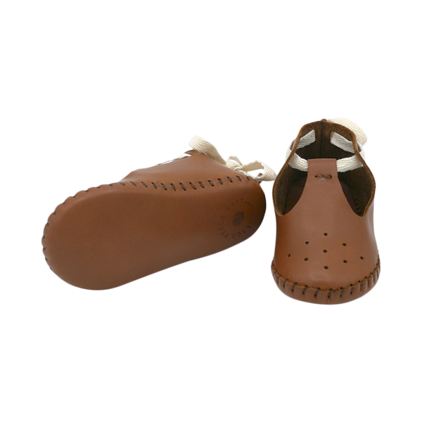 Eaglet Leather Moccasin soft sole Baby Boots in tan with laces