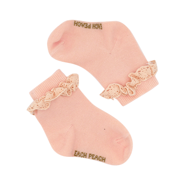 Frilly baby sock gift set in peach 