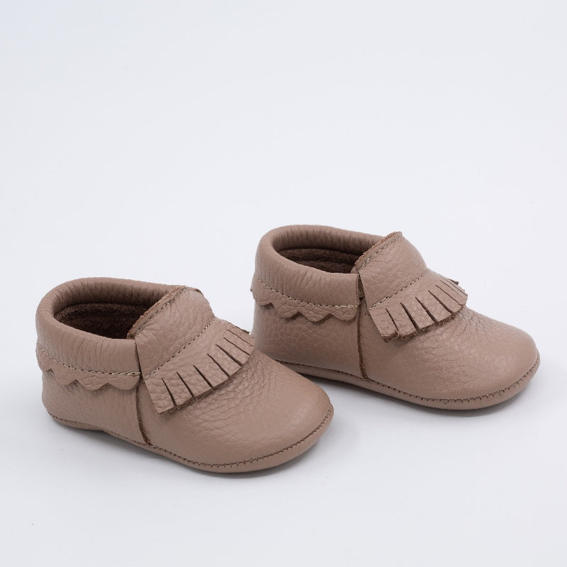 Fawn soft sole leather baby shoes in brown