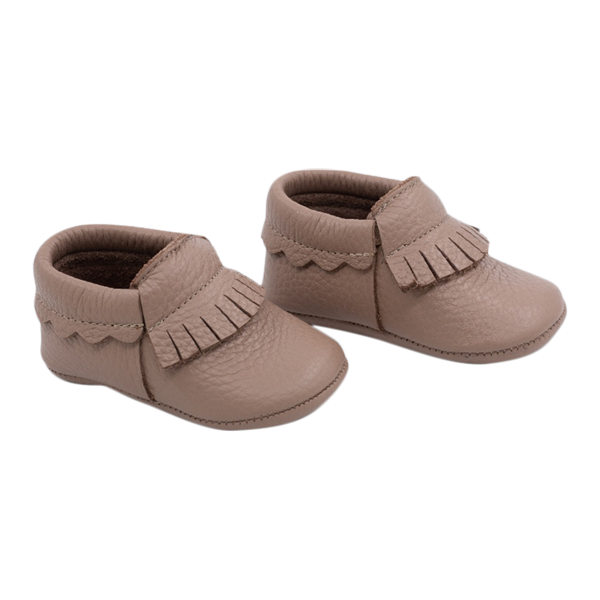 Fawn soft sole leather baby shoes in brown