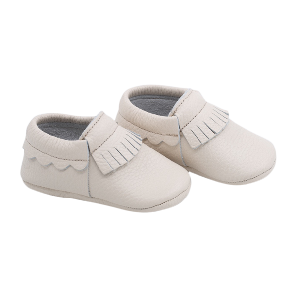 Fawn soft sole leather baby shoes in ivory