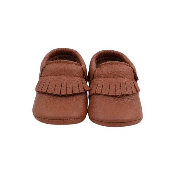 Fawn soft sole leather baby shoes in tan