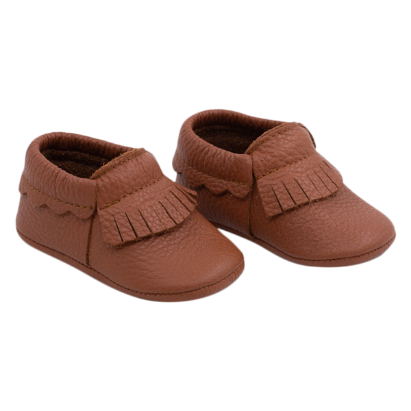 Fawn soft sole leather baby shoes in tan