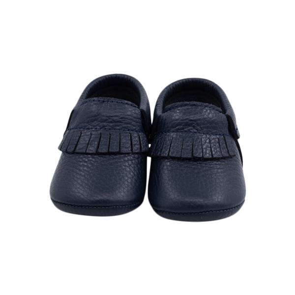 Fawn soft sole leather baby shoes in navy