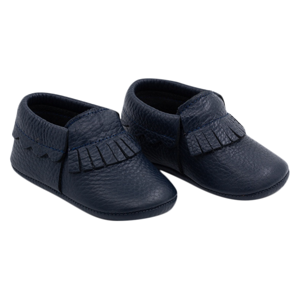 Fawn soft sole leather baby shoes in navy
