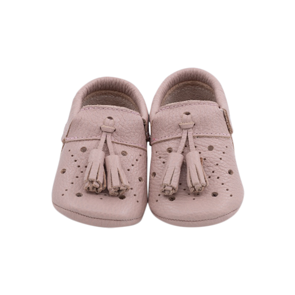 Filly leather tassel baby shoes in pink