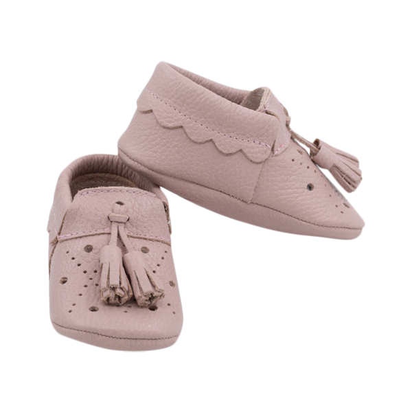 Filly leather tassel baby shoes in pink
