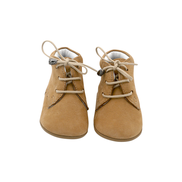 Joey lace up leather soft sole baby boots in brown