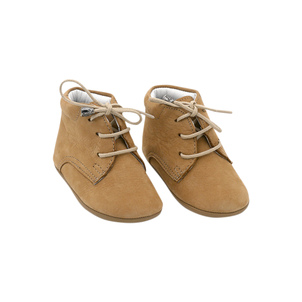 Joey lace up leather soft sole baby boots in brown