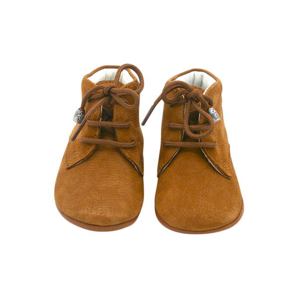 Joey lace up leather soft sole baby boots in tan