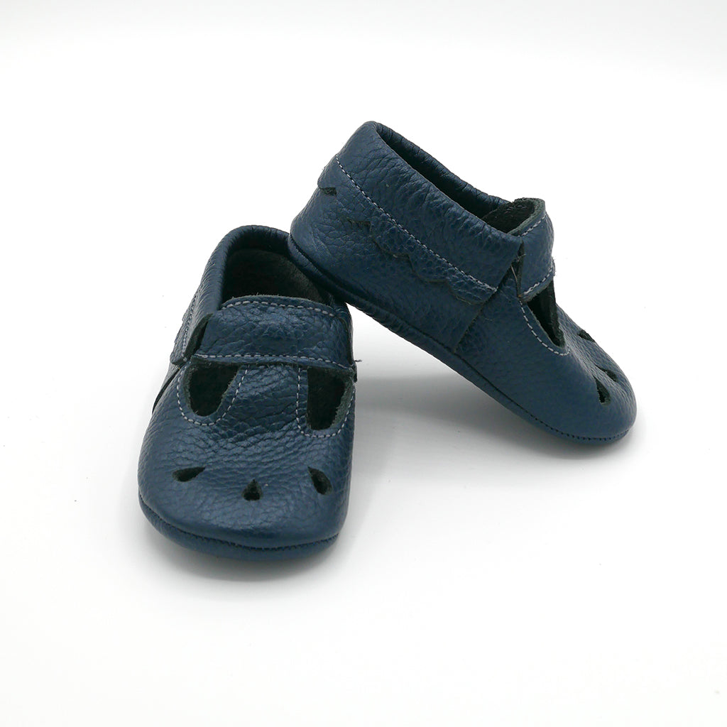 Kit soft sole leather baby shoes in navy blue