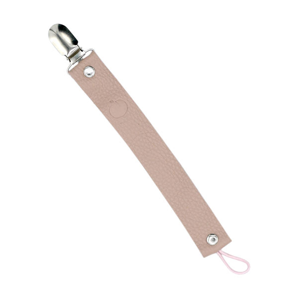 Organic leather baby dummy clip in pink