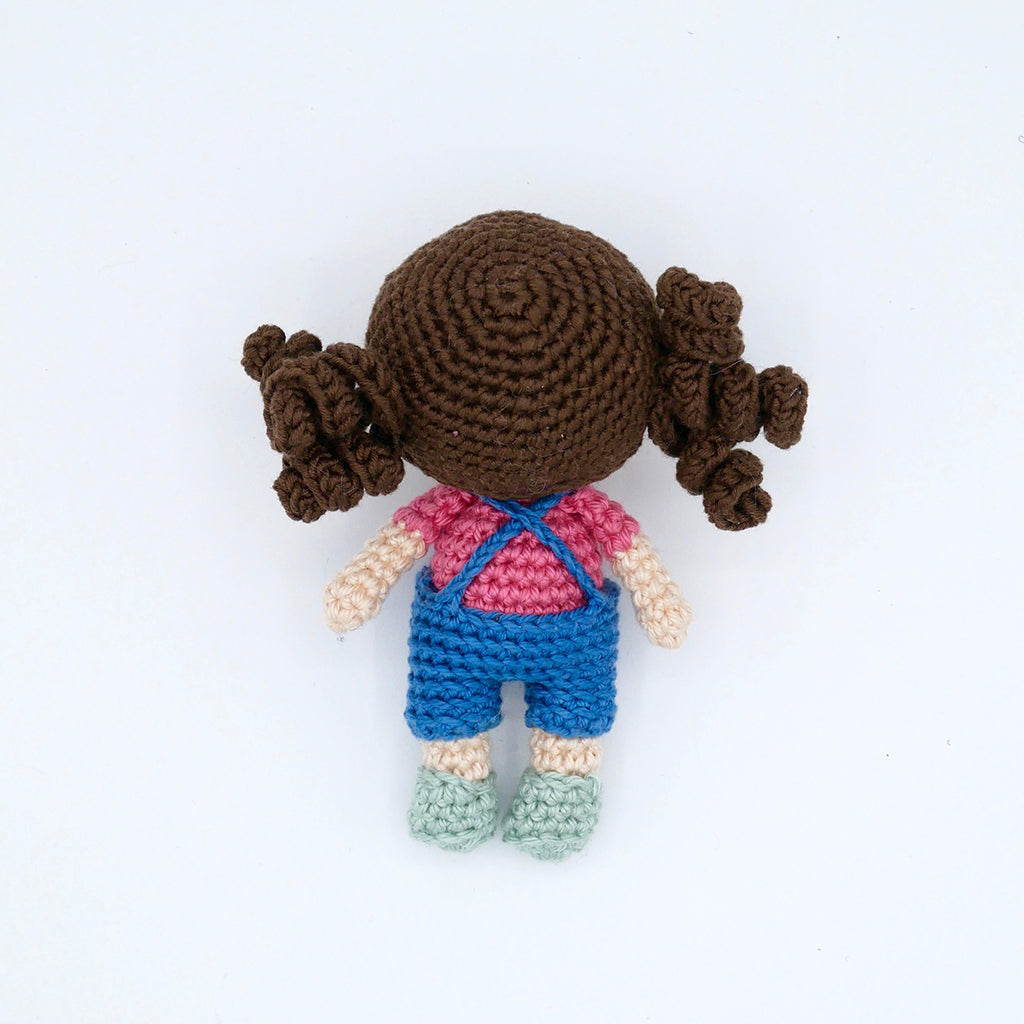 Pocket Peach doll called Pearl in organic cotton crochet