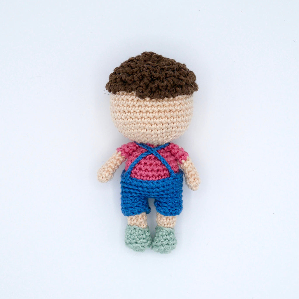 Pocket Peach doll called Pepe in organic cotton crochet